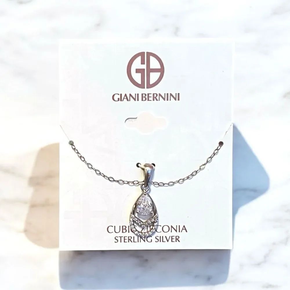 Giani Bernini Sterling Silver Cubic Zirconia Pave Pear Necklace